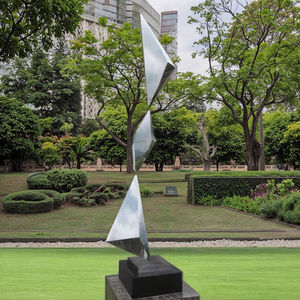 Escultura geométrica de Arte de metal de jardín de acero inoxidable con espejo moderno personalizado - Product Image 4