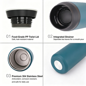 Bouteille d'eau en acier inoxydable de type japonais Kinto de 350 ml avec filtre à thé, logo personnalisé, gobelet de voyage, <span class=keywords><strong>thermos</strong></span> avec revêtement en poudre - Product Image 3