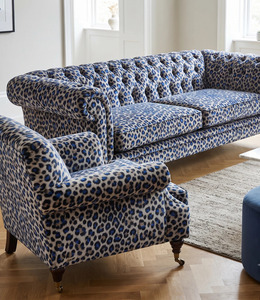 Tissu d'ameublement imprimé léopard bleu vif au mètre pour canapé, chaise, coussin, meubles, décoration intérieure, intérieur de luxe - Product Image 3