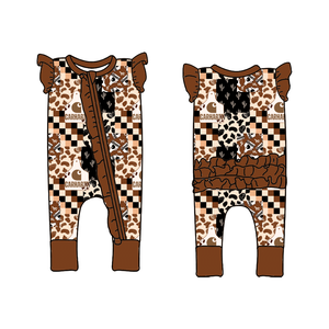 Детский комбинезон унисекс из бамбукового волокна с индивидуальным принтом, мягкий и удобный, осенняя детская пижама с двусторонней молнией - Product Image 3