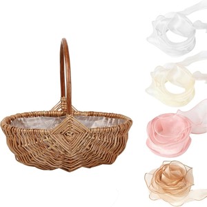 Panier en rotin naturel avec poignée robuste pour la décoration de la maison, idéal pour l'exposition de fleurs artificielles, de fruits ou le rangement de petits objets essentiels - Product Image 2