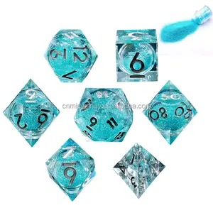 New arrivals DND liquid dice with glitter dice liquid core For table game RPG dice sharp