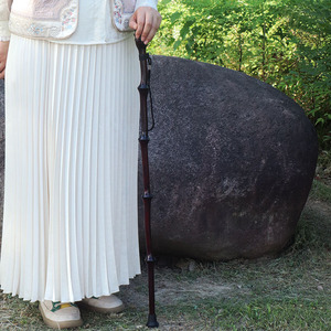 Bamboo Walking Stick 1.8m Adjustable 3-Section Metal Tip Hiking Outdoor Use - Product Image 2