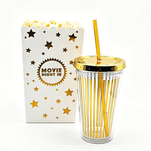 Taza de Café de Plástico Ecológica Personalizada al por Mayor para Uso Doméstico, 500 ml, Taza Recta para Bebidas Frías con Pajita - Product Image 1