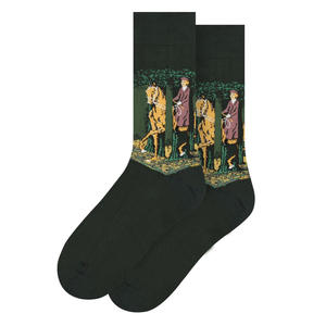 Chaussettes décontractées pour femmes en coton avec motif d'art à l'huile de Magritte, tendance, antibactériennes, pour la saison printanière, logo sur le corps - Product Image 4