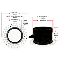 Diffuseur rond réglable Spackle Frame, dissimulé, pour ventilation extérieure, en plastique ABS, économie d'énergie