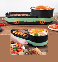 Poêle électrique multifonctionnelle 1600W 2 en 1 en fonte d'aluminium antiadhésive divisée Hot Pot BBQ Grill Pan