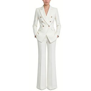 Ensemble de costume blazer croisé pour femme avec <span class=keywords><strong>pantalon</strong></span> large – Tenue de bureau formelle 2 pièces Sehe Fashionbisou - Product Image 1