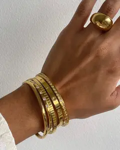 Dames Vrouwen Sieraden Gold Uitbreidbaar Geïnspireerd Designer Bangle Stapelbaar Kabel Draad Rvs Open Manchet Bangle Armband