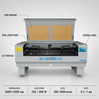 Machine de découpe laser CO2 grand format à double tête pour le bois, l'acrylique, le cuir, le contreplaqué, la pierre, multi-matériaux CNC