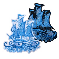 Patchs brodés en dentelle, motifs Sirène, Ancre, Boussole marine bleue, Badge de bateau, à thermocoller, thème Vie marine, pour vêtements et vestes