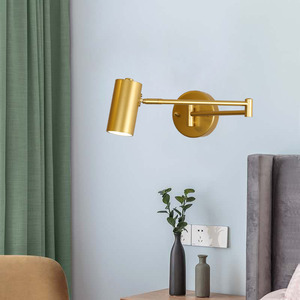 Lampe murale <span class=keywords><strong>LED</strong></span> pliable <span class=keywords><strong>de</strong></span> style nordique, support en métal noir doré, projecteur créatif à double bascule réglable pour chambre à coucher, <span class=keywords><strong>salle</strong></span> <span class=keywords><strong>de</strong></span> <span class=keywords><strong>bain</strong></span> - Product Image 4