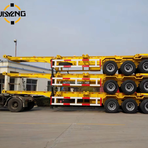 Semi-<span class=keywords><strong>remorque</strong></span> porte-voitures à plateau plat à 3 essieux, cadre en acier haute résistance, pont ouvert, capacité de charge supérieure à 30 000 kg pour conteneurs et marchandises en vrac - Product Image 1