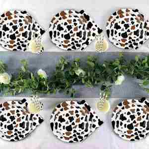 Modern 9 Inch Brown Cow Print Paper <b>Plates</b> Factory Direct Hot Selling Barnyard Birthday Farm Animal Party Supplies for Baby - Product Image 2