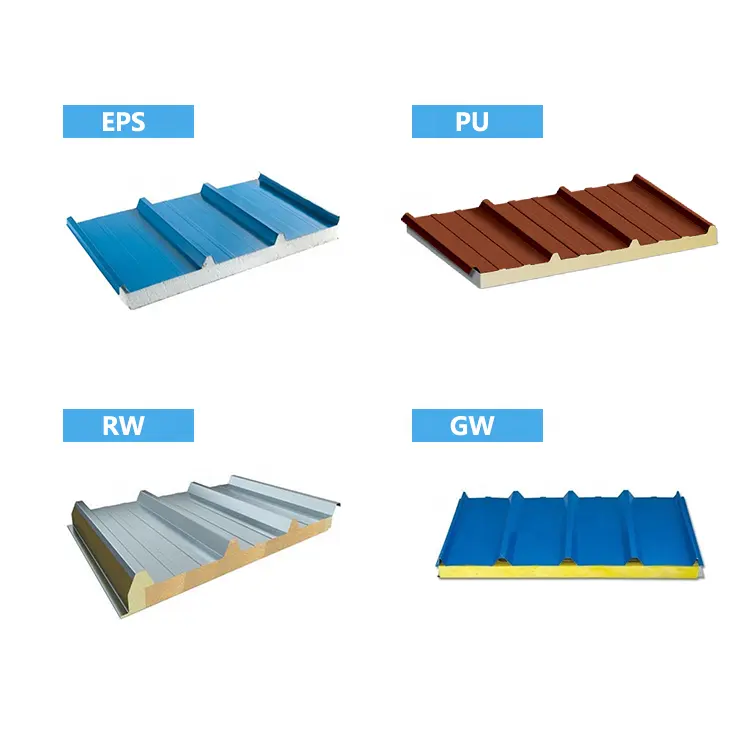 Color Steel Metal Sandiwich Panel Price Board Insulated XPS EPS PU Rock Wool Glass Wool Wall Roof Sandwich Panel