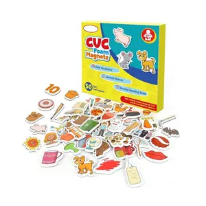 CVC jeux de mots jeux phonétiques 50 objets en mousse aimants de réfrigérateur pour enfants jouets d'orthophonie pour tout-petit apprendre à lire l'orthographe