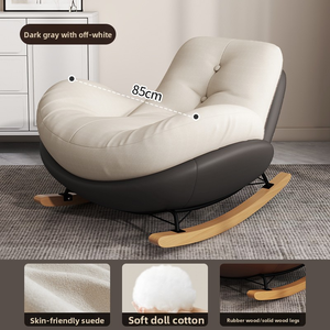 كرسي أريكة فردي دوار بتصميم نورديك حديث وفاخر، كرسي هزاز من القماش والمعدن للمنزل وغرفة المعيشة والشرفة وغرفة النوم والترفيه - Product Image 3