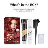 Crème colorante capillaire semi-permanente à base de plantes biologiques professionnelle, sans ammoniaque, sans irritation, couleur rouge brillante pour supermarché