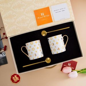 European Style Straight Body Full Gold Handle Mug Light Luxury <b>Large</b> Capacity Couple Cups Advanced <b>Gift</b> <b>Box</b> Office Water Cup - Product Image 6