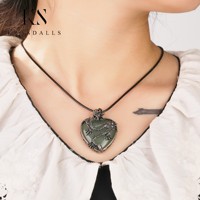 Nouveau multicolore Antique argent sculpté Dragon pendentif coeur oeil de tigre pierre précieuse coeur pierre de naissance collier à breloques pour hommes et femmes
