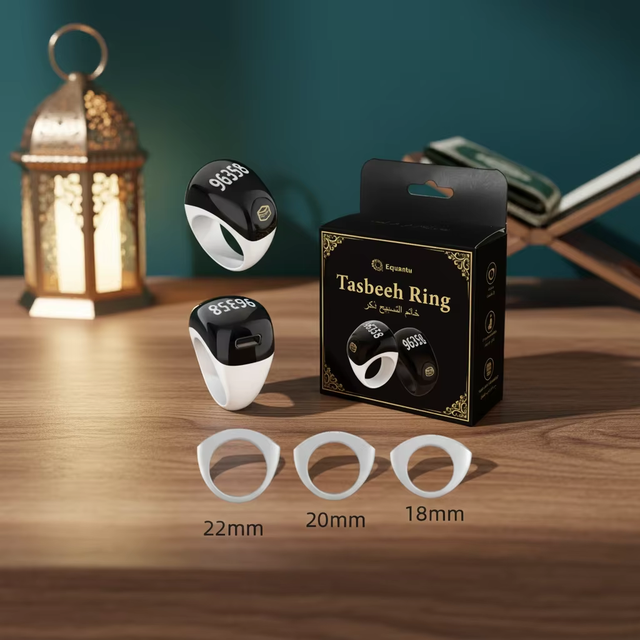 Digital Smart Zikr Ring Islamic Prayer 5-Time Reminder Vibration Alerts APP Control Smart Tasbih Ring