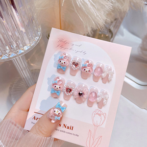 <span class=keywords><strong>Uñas</strong></span> Postizas Estilo Kawaii My Melody, Adhesivos de Manicura Bonitos, Material Plástico, Cobertura Completa, <span class=keywords><strong>Uñas</strong></span> Largas para Niñas - Product Image 5