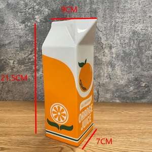 Uniek Geïnspireerde Feest Decoratieve Grappige Kleurrijke Melkpak Vorm Sinaasappelsap Keramische Vaas - Product Image 4