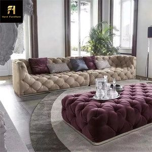 Sofá de pan de terciopelo de tela de lujo contemporáneo italiano, sofá de cuero, sofá con botones para sala de estar, sofás para sala de estar - Product Image 1