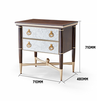Table de chevet miroir de luxe léger, meuble de chambre en bois massif, table basse pour salon