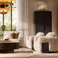 Fauteuil individuel de luxe, confortable et moelleux, pour salon, hôtel ou appartement, avec pieds en chêne massif, siège en forme de baril