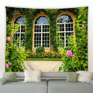 Tapisserie de fleurs clôture de <span class=keywords><strong>printemps</strong></span> <span class=keywords><strong>paysage</strong></span> fond tissu mural suspendu affiche de jardin pour l'extérieur maison salon décor esthétique - Product Image 1