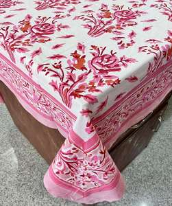 Best Price Round Hand Block Printed Beautiful Floral Design Tablecloth <b>Tablecover</b> Tablelinen with 8 Napkin Set in Wholesale - Product Image 4
