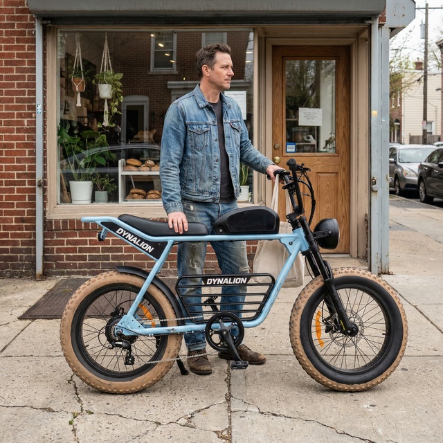 Practical Retro Fat Tire Electric Cycle with LCD Display and 7 Speed Drivetrain, Daily Utility Cruiser for Neighborhood Errands