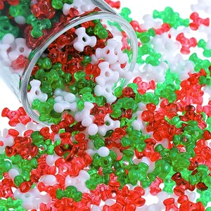 SOJI Rainbow Tri Beads Christmas Tree Decorations Ornament Kit Tri Pony Beads Mix Transparent Plastic Tri Beads Bulk for Crafts