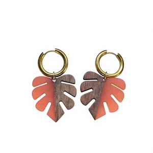 Boucles d'oreilles créoles classiques et tendance en résine acrylique géométrique pour femme, bijoux fantaisie colorés pour fêtes et mariages, cadeau idéal - Product Image 5