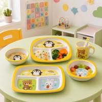 Service de table en mélamine pour enfants, assiettes et bols à compartiments pour enfants à motifs de dessins animés, sans BPA, incassable, compatible lave-vaisselle, direct usine