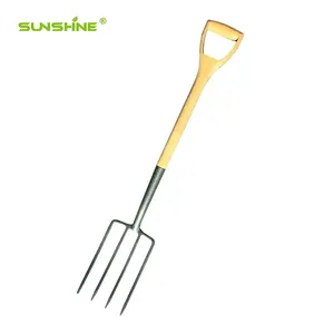 SUNSHINE 4 Tine Farm Hand Welded Digging Forks With D-Wood Handle