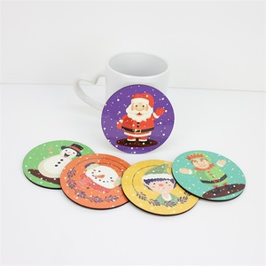 High Quality 4inch Personalized DIY Logo Round Shape MDF Coaster Sublimation Blank MDF Wooden Coaster with Cork for Mats & Pads