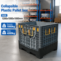 Caisse palette pliable en plastique 1200x1000x1000mm, grande capacité, durable, en PEHD, pour transport logistique intensif, conteneur palette pliable