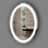 Miroir mural moderne ovale haute définition anti-buée intelligent sans cadre éclairé Décoration murale Miroir LED pour hôtel salon villa