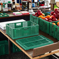 Caisse en plastique pliable panier en maille de polypropylène stockage pliable conteneur de légumes et de fruits empilable et commercial