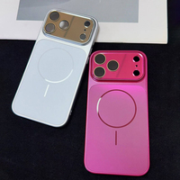 Coque de téléphone magnétique givrée couleur originale AG pour iPhone 18 Pro Max Rouge Cerise, protection antichoc avec protection de l'objectif arrière 14/15/16/17