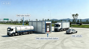 Estación de Reabastecimiento de <span class=keywords><strong>Gas</strong></span> Natural CNG Móvil Langrun, Montada en el Suelo con Dispensador de Combustible CNG 220V - Product Image 5