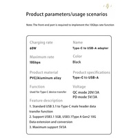 Adaptador de Extensión USB 3.0/3.1 Tipo-C Macho a USB 3.0 A Macho Premium para Teléfono Móvil y Portátil