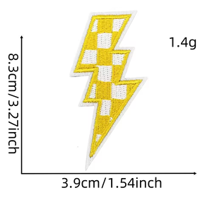 Patchs thermocollants personnalisés motif éclair à carreaux, broderie multicolore pour casquettes de camionneur, vestes, jeans, accessoires DIY - Product Image 5