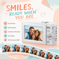 Cámara Digital 2.7K con Video, Certificación UKCA, Enfoque Automático, Pantalla CMOS, Ideal para Viajes, Fotografía Familiar y Principiantes