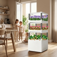Petit armoire de culture verticale multi-niveaux assemblée pour usage domestique intérieur, idéale pour la culture de légumes à feuilles.