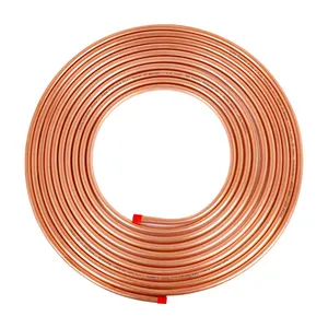 Bobina de tubo de cobre para aire acondicionado, alambre rojo de bronce de diámetro pequeño para soldadura de aleación C11000 C12000 T2