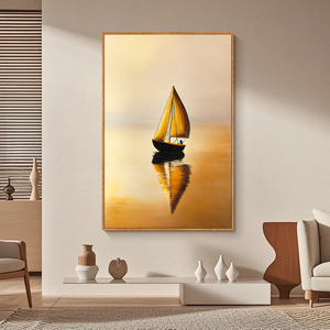 Póster <span class=keywords><strong>de</strong></span> Arte Abstracto Minimalista con Elementos <span class=keywords><strong>de</strong></span> Veleros, Pintura Moderna para Decoración del Hogar, Mural <span class=keywords><strong>de</strong></span> Lienzo Pintado a Mano - Product Image 1