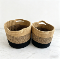 Panier de rangement en tissu tressé à la main, moderne, luxueux, écologique, avec poignées, couleur personnalisée, taille sur mesure, design multifonctionnel pour